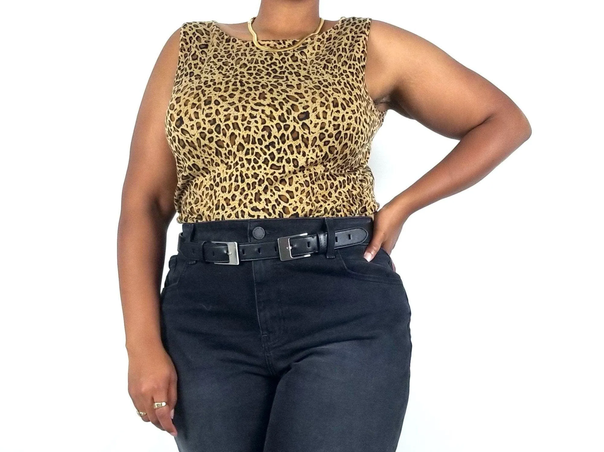 00's Cheetah Print Sleeveless Top by White Stag