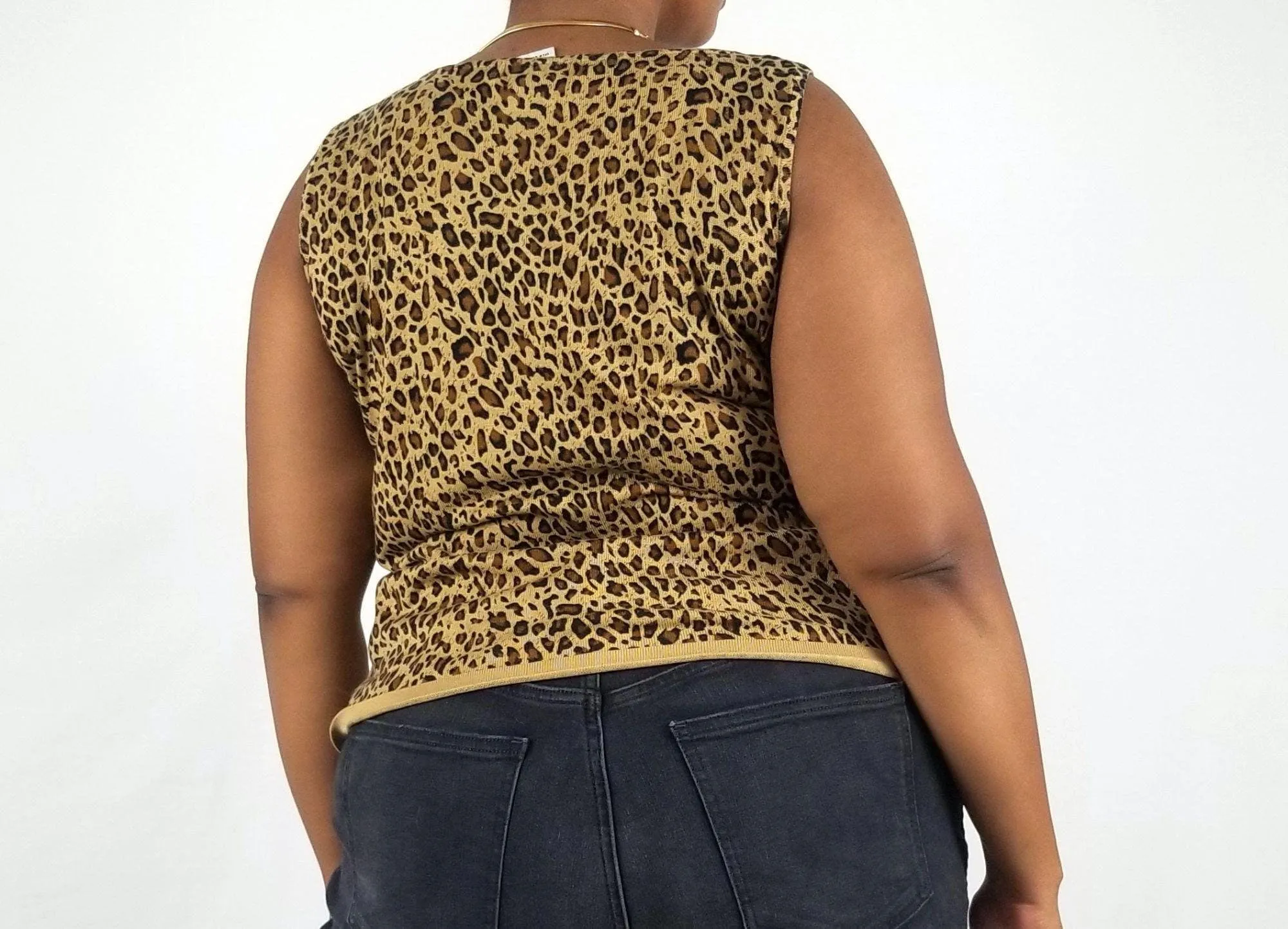 00's Cheetah Print Sleeveless Top by White Stag