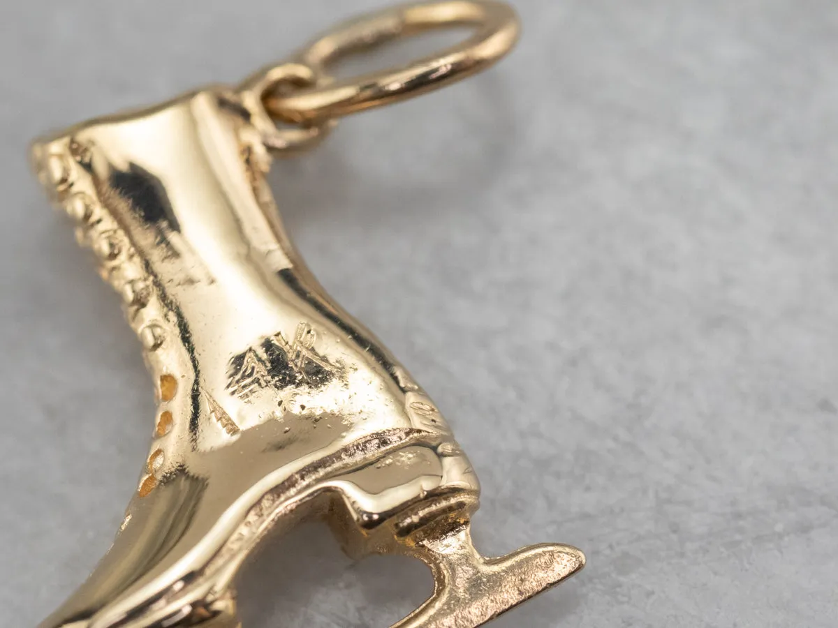 14K Yellow Gold Ice Skate Charm