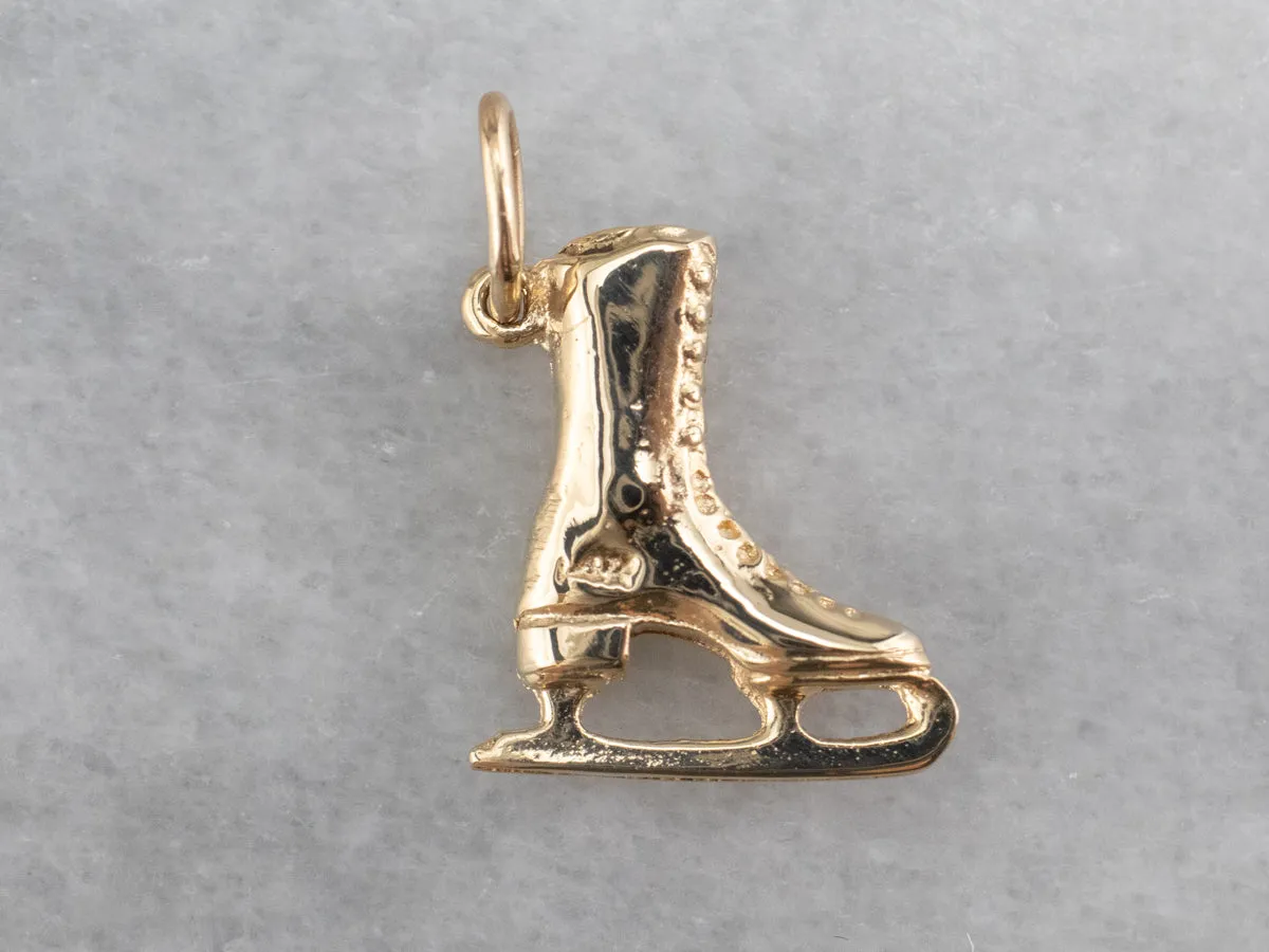 14K Yellow Gold Ice Skate Charm