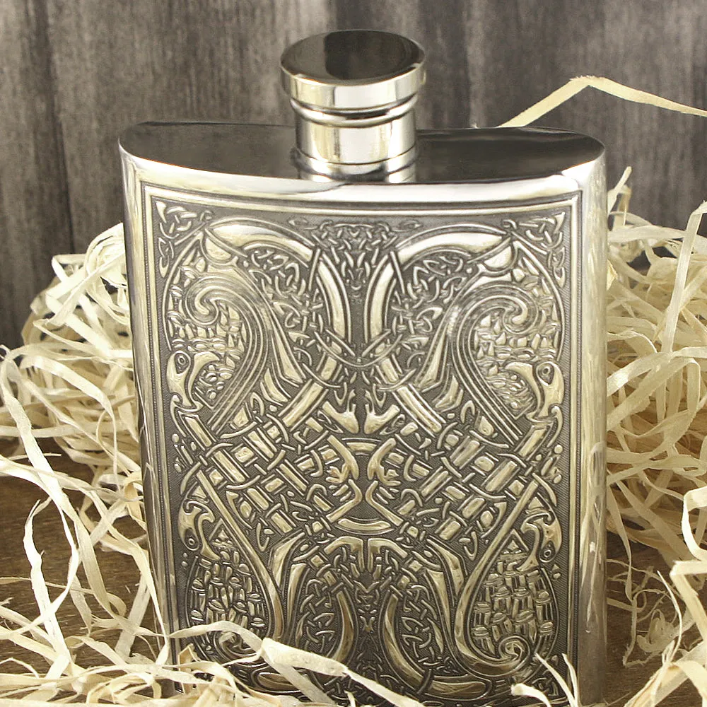 4oz Pewter Hip Flask with Celtic Knot Design