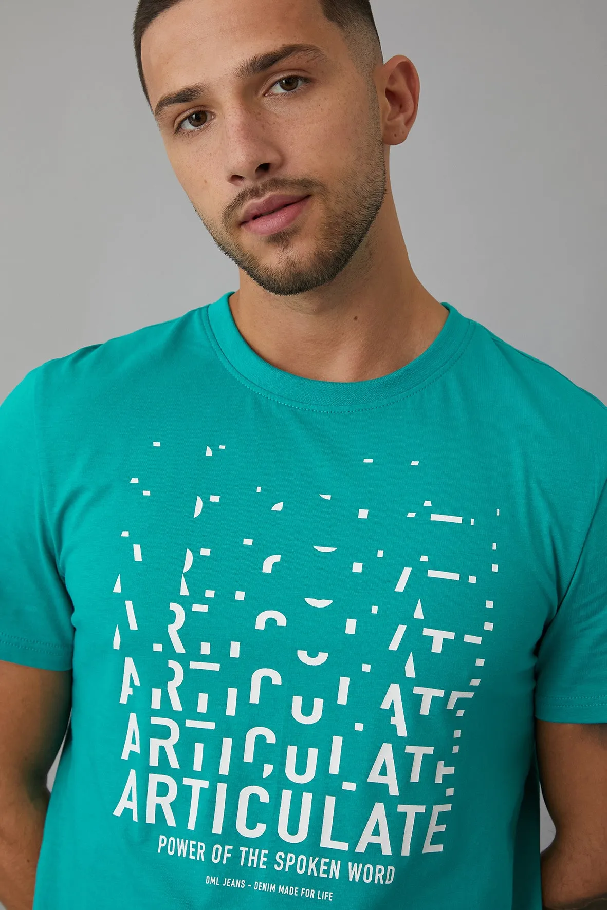 Accent Printed crew neck t-shirt in jade