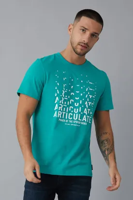 Accent Printed crew neck t-shirt in jade