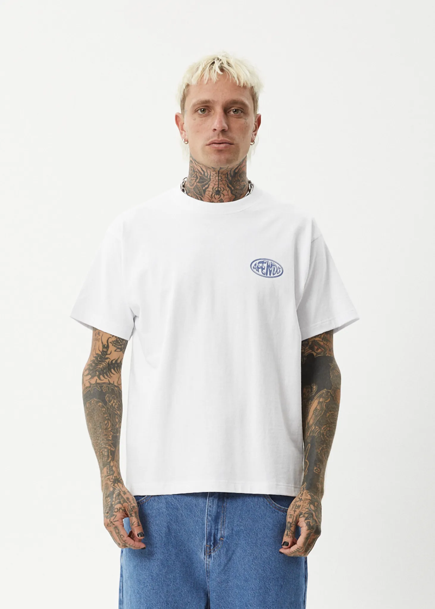 AFENDS Mens Frogga - Heavy Boxy Fit Tee - White