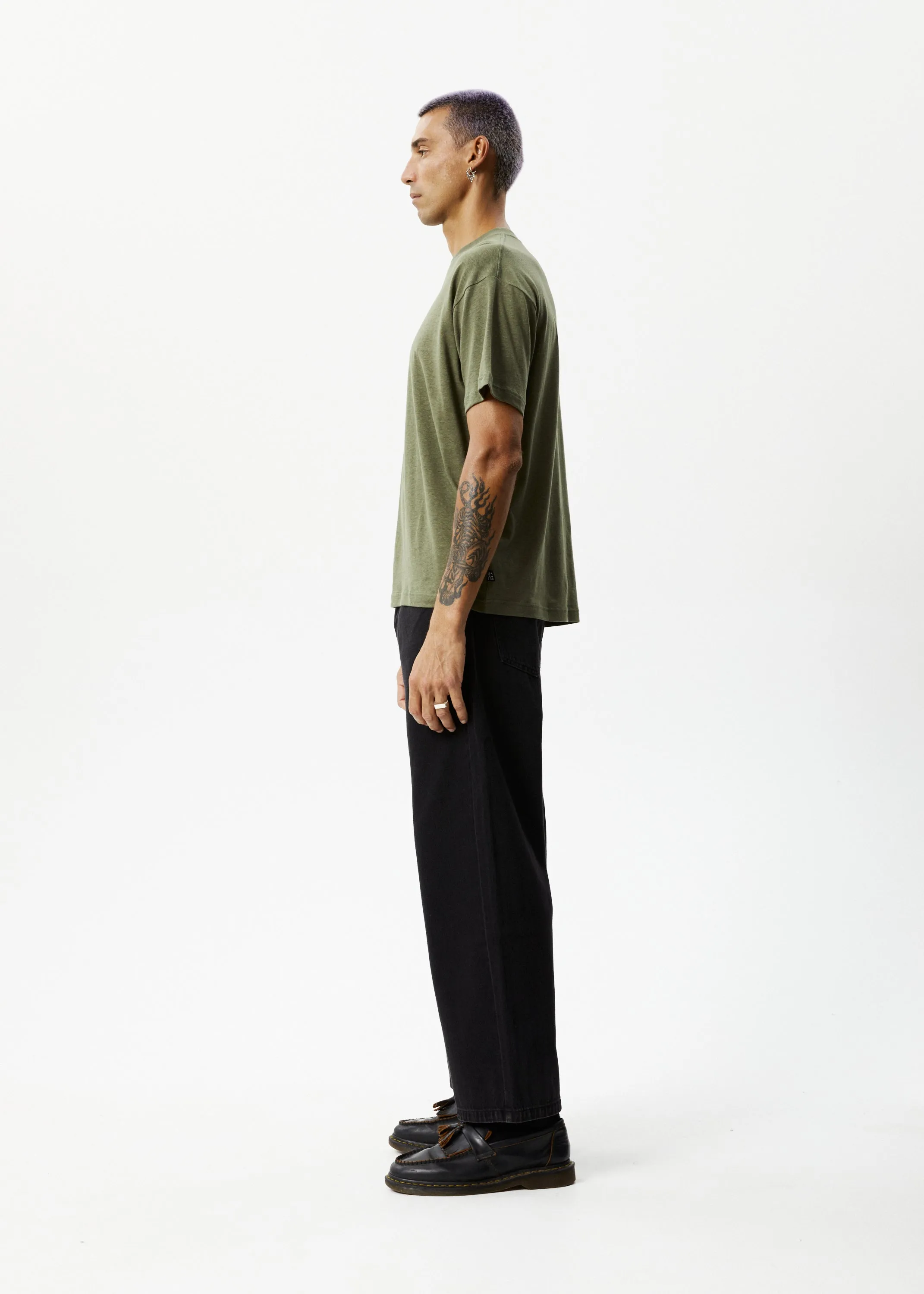 AFENDS Mens Genesis - Heavy Boxy Tee - Military