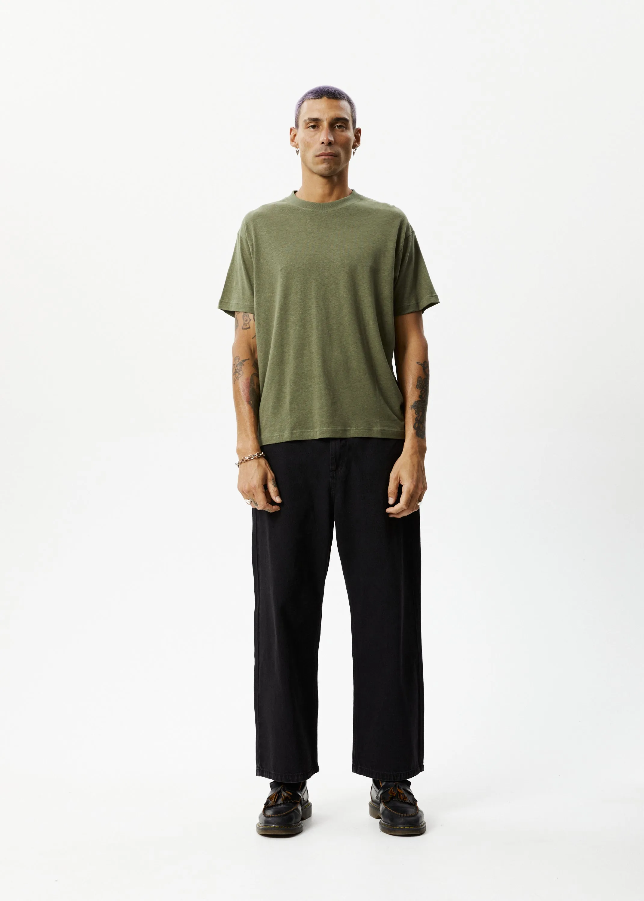 AFENDS Mens Genesis - Heavy Boxy Tee - Military