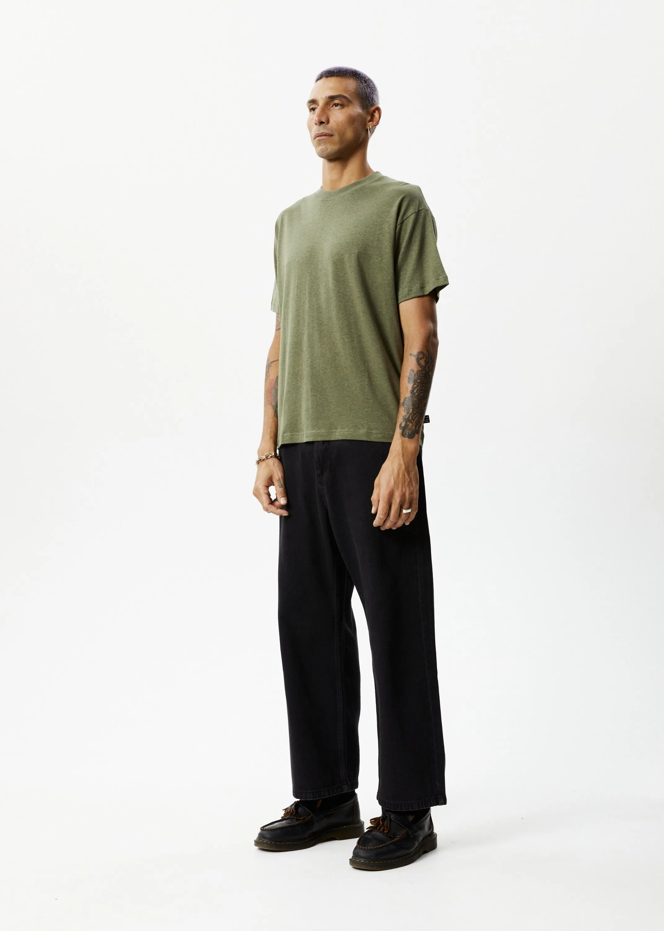 AFENDS Mens Genesis - Heavy Boxy Tee - Military