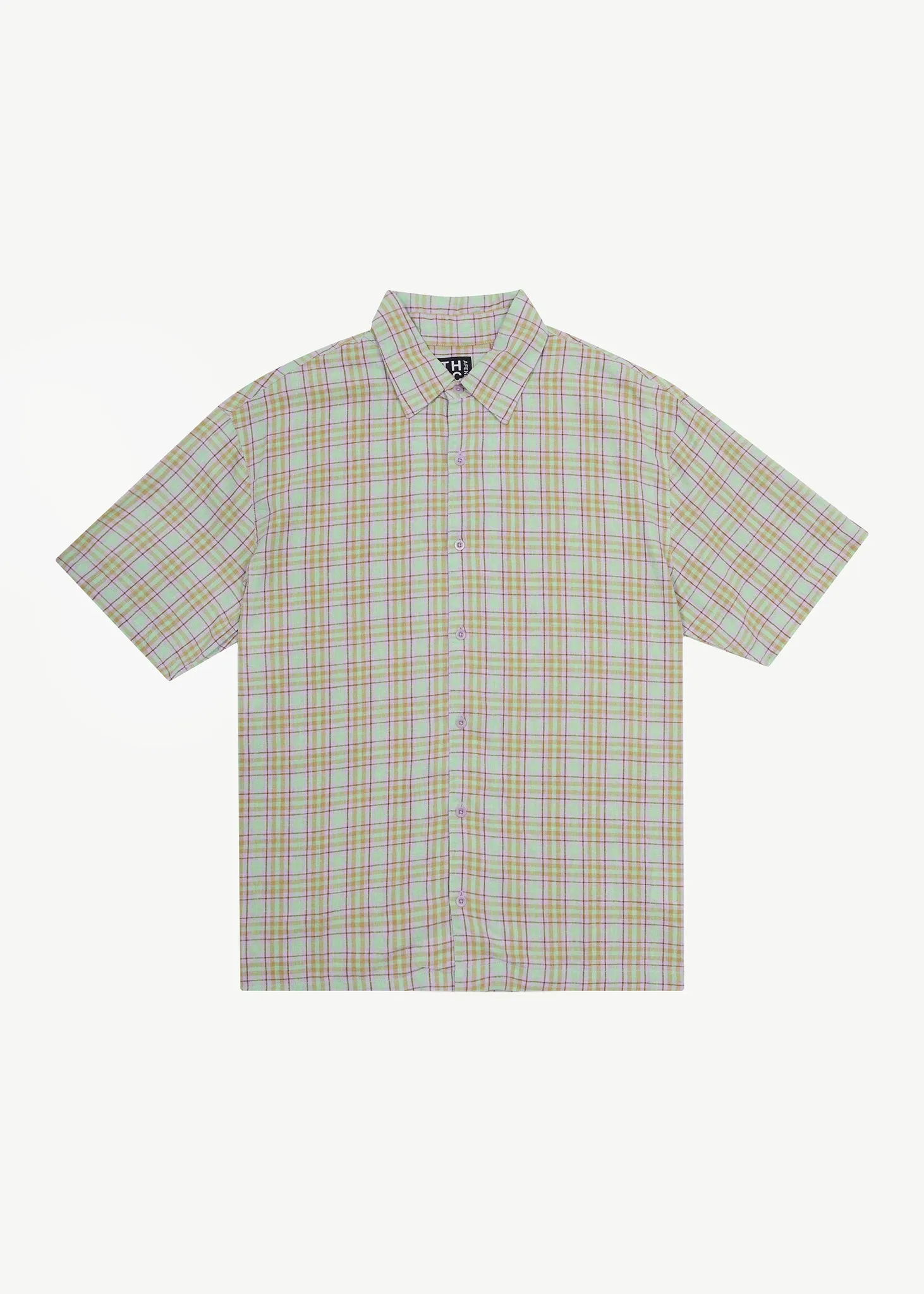 AFENDS Mens Kali - Short Sleeve Shirt - Pistachio Check