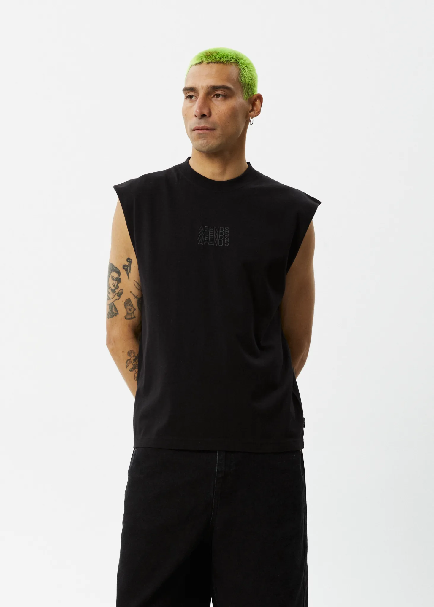 AFENDS Mens Limits - Graphic Sleeveless T-Shirt - Black