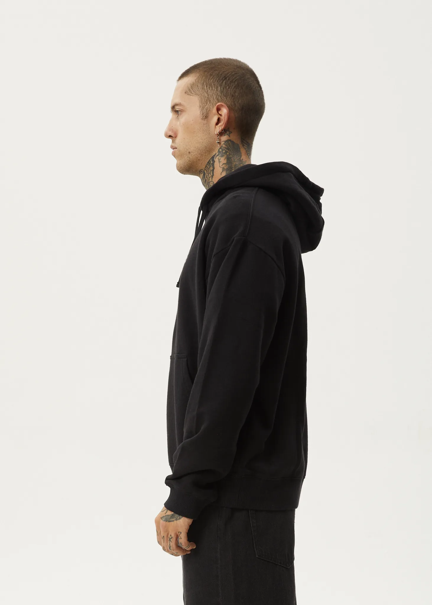 AFENDS Mens Thrown Out - Pull On Hood - Black