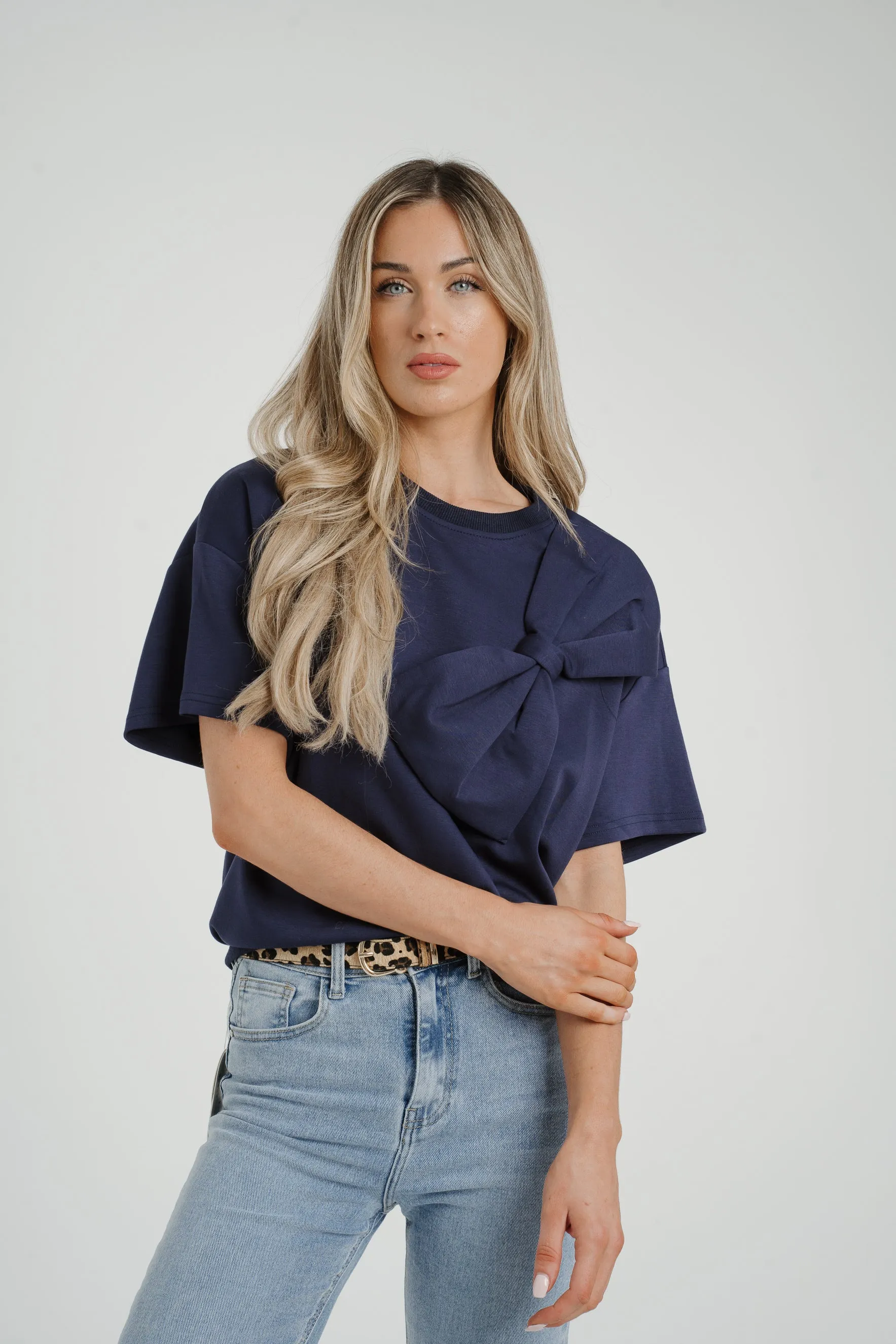 Ally Bow Front Top In Navy