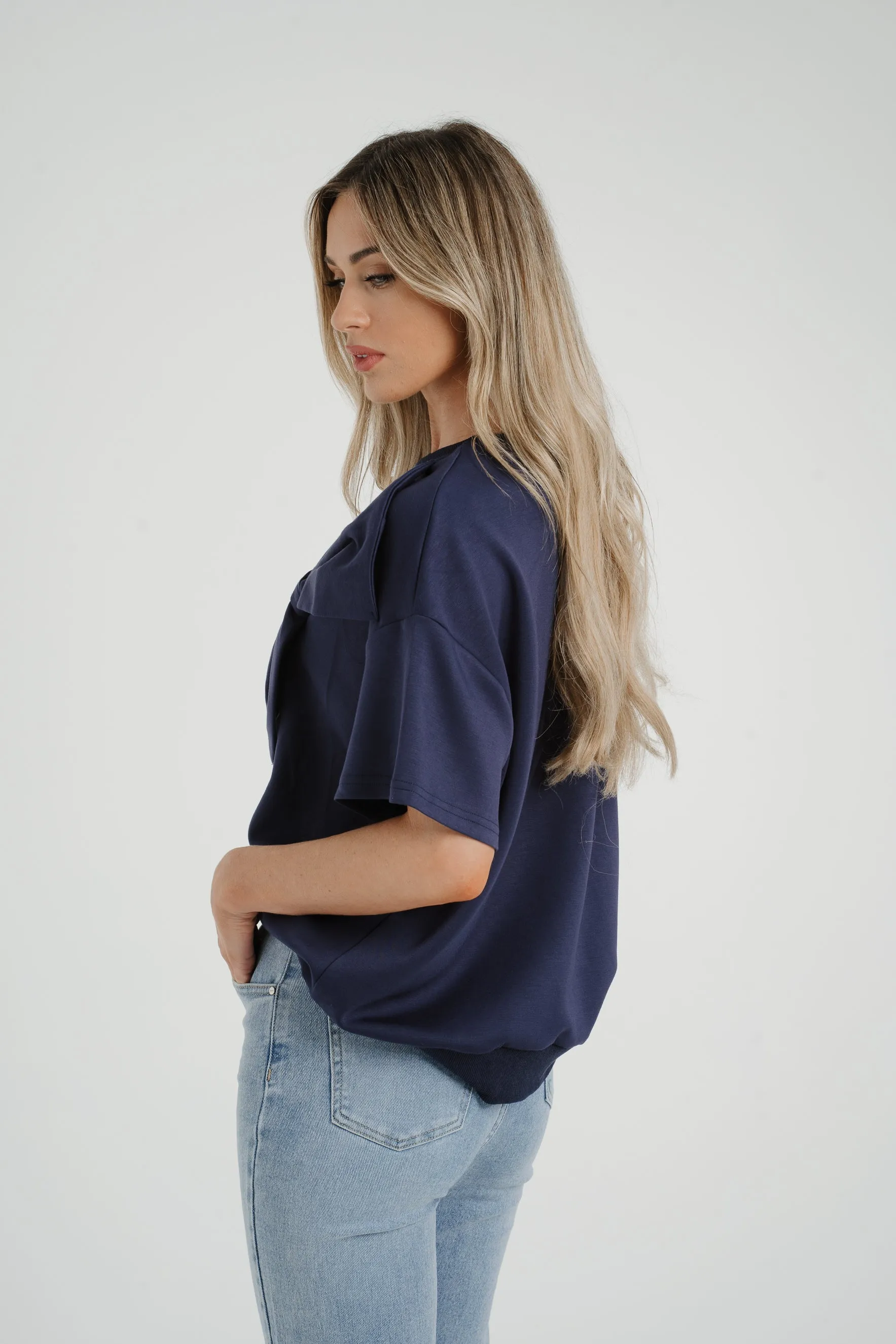 Ally Bow Front Top In Navy