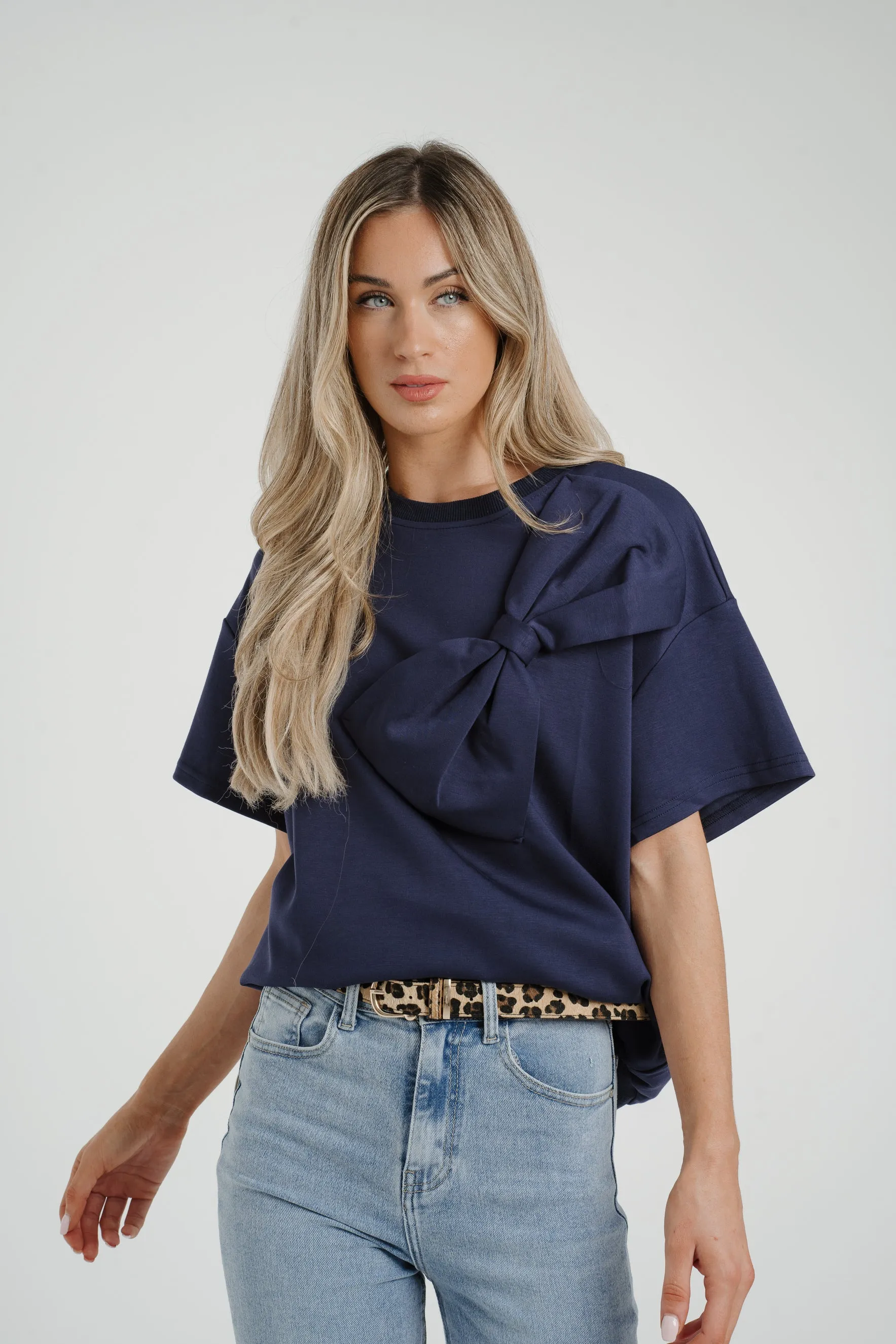 Ally Bow Front Top In Navy