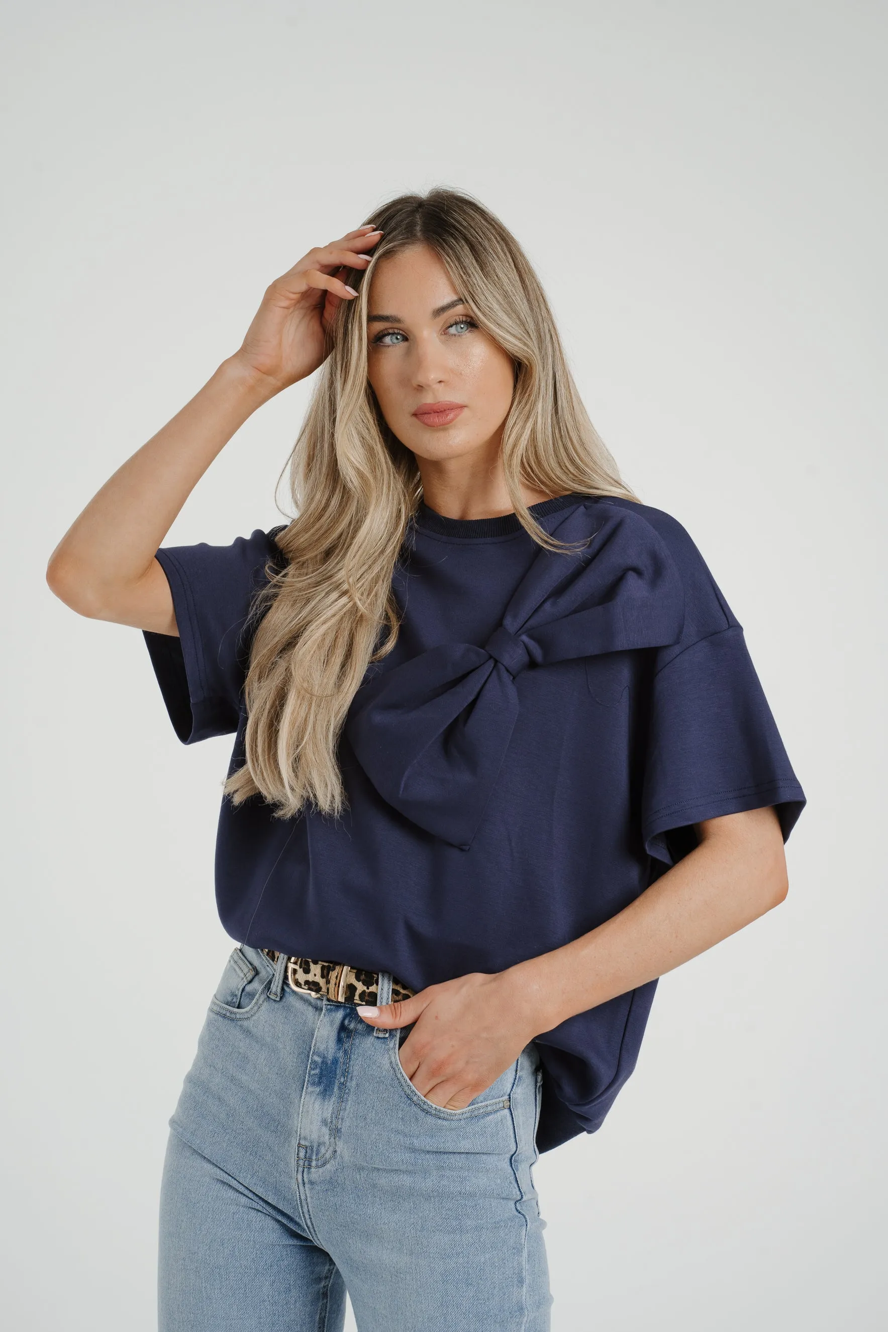 Ally Bow Front Top In Navy