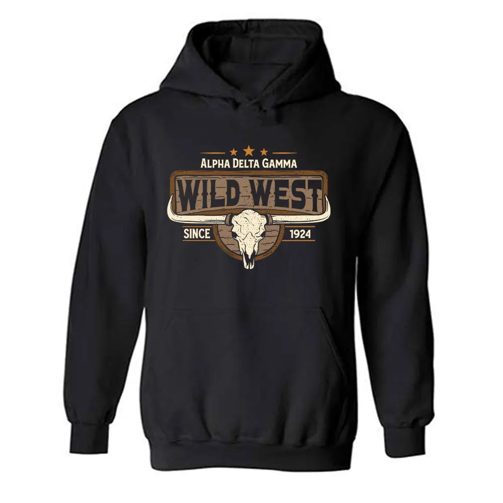 Alpha Delta Gamma Wild West Heavy Blend Adult Hooded Sweatshirt Hooded Sweatshirt