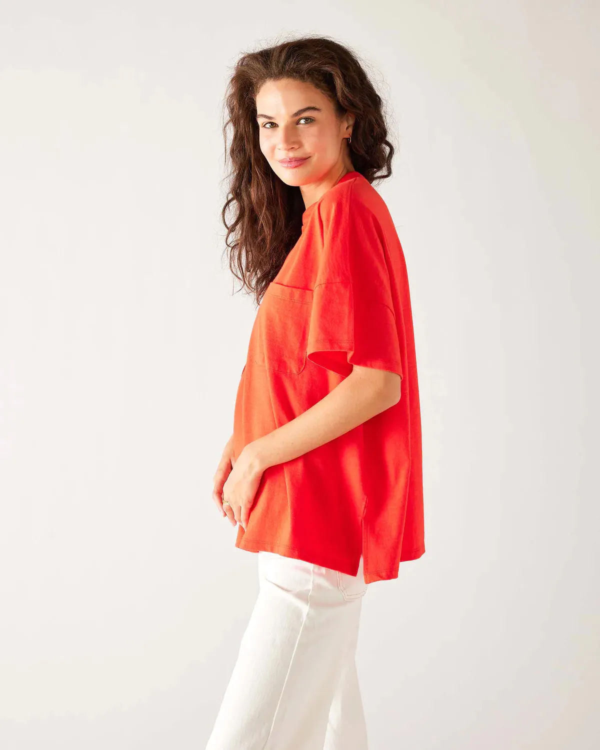 Amelia Pocket Tee in Fiesta