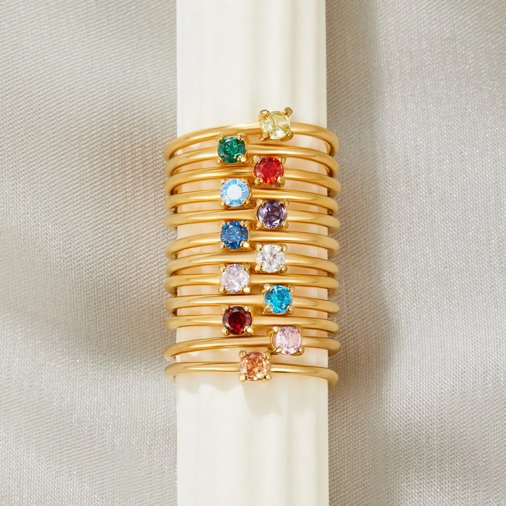 April Birthstone 18K Gold Ring