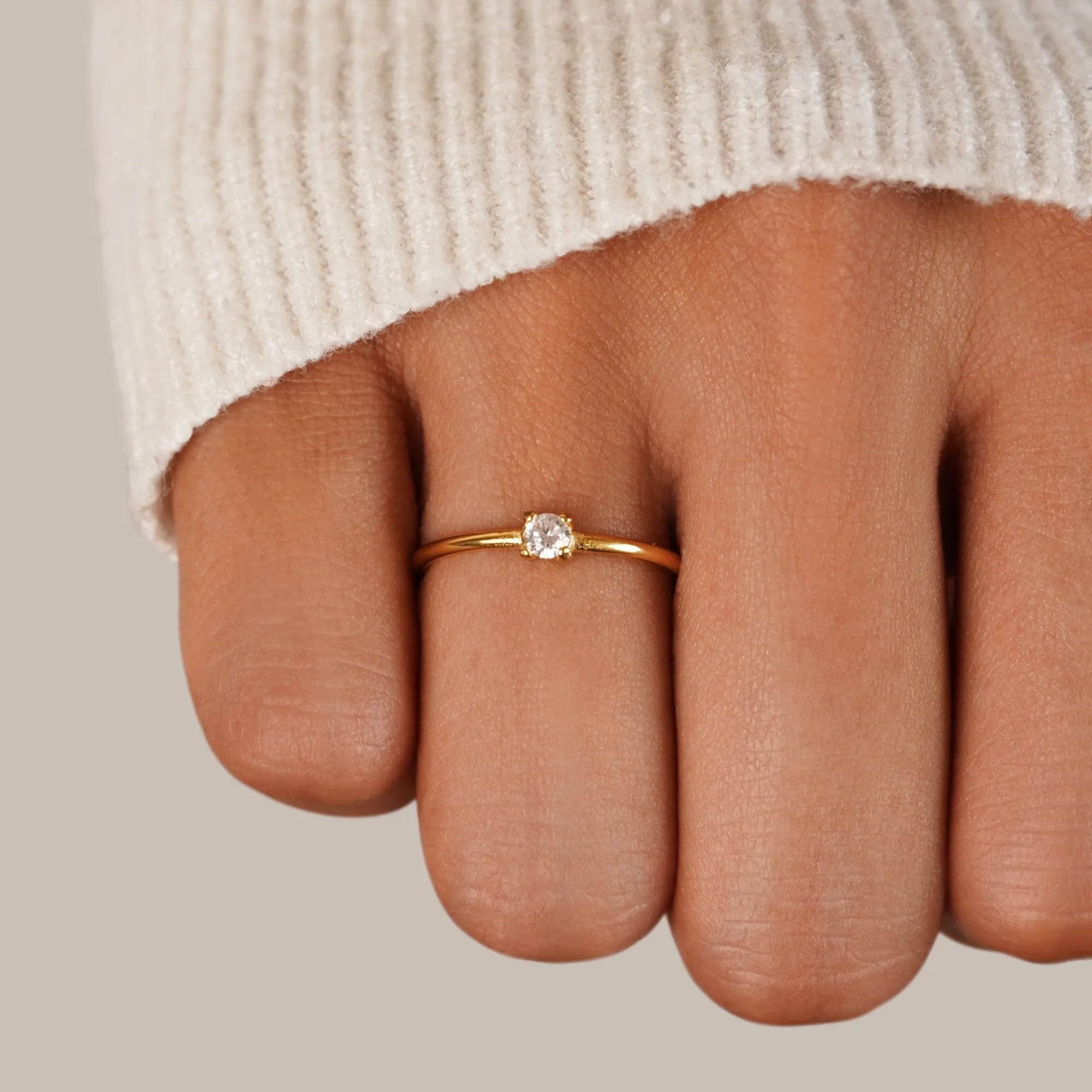 April Birthstone 18K Gold Ring