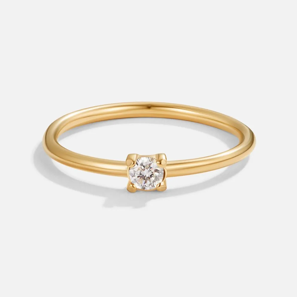 April Birthstone 18K Gold Ring