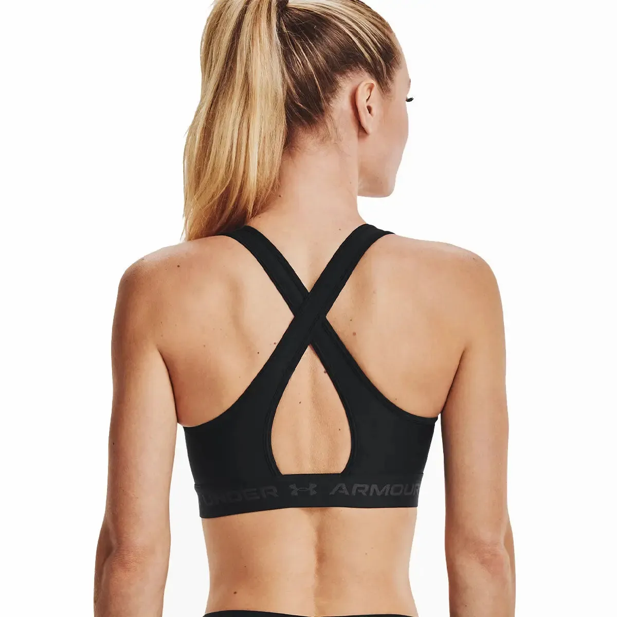 Armour® Mid Crossback Sports Bra - Black/Jet Grey