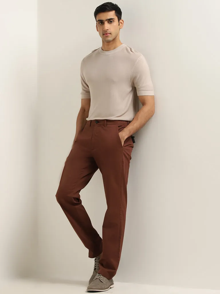 Ascot Beige Solid Relaxed Fit T-Shirt