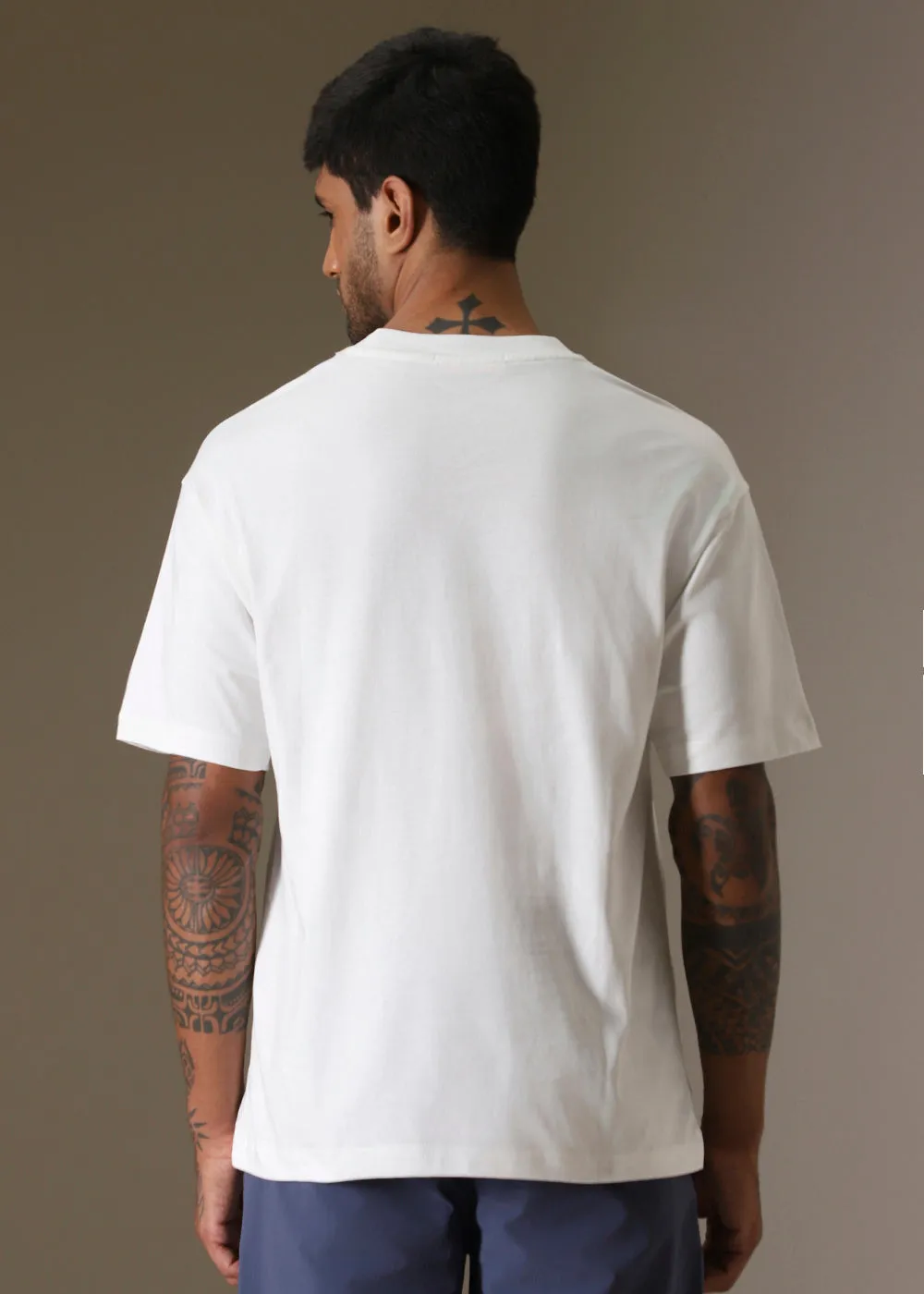 Banana Club Embossed White Oversized Fit T-shirt