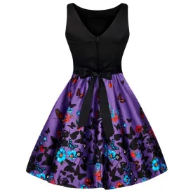 Black & Purple Floral Butterfly Dress