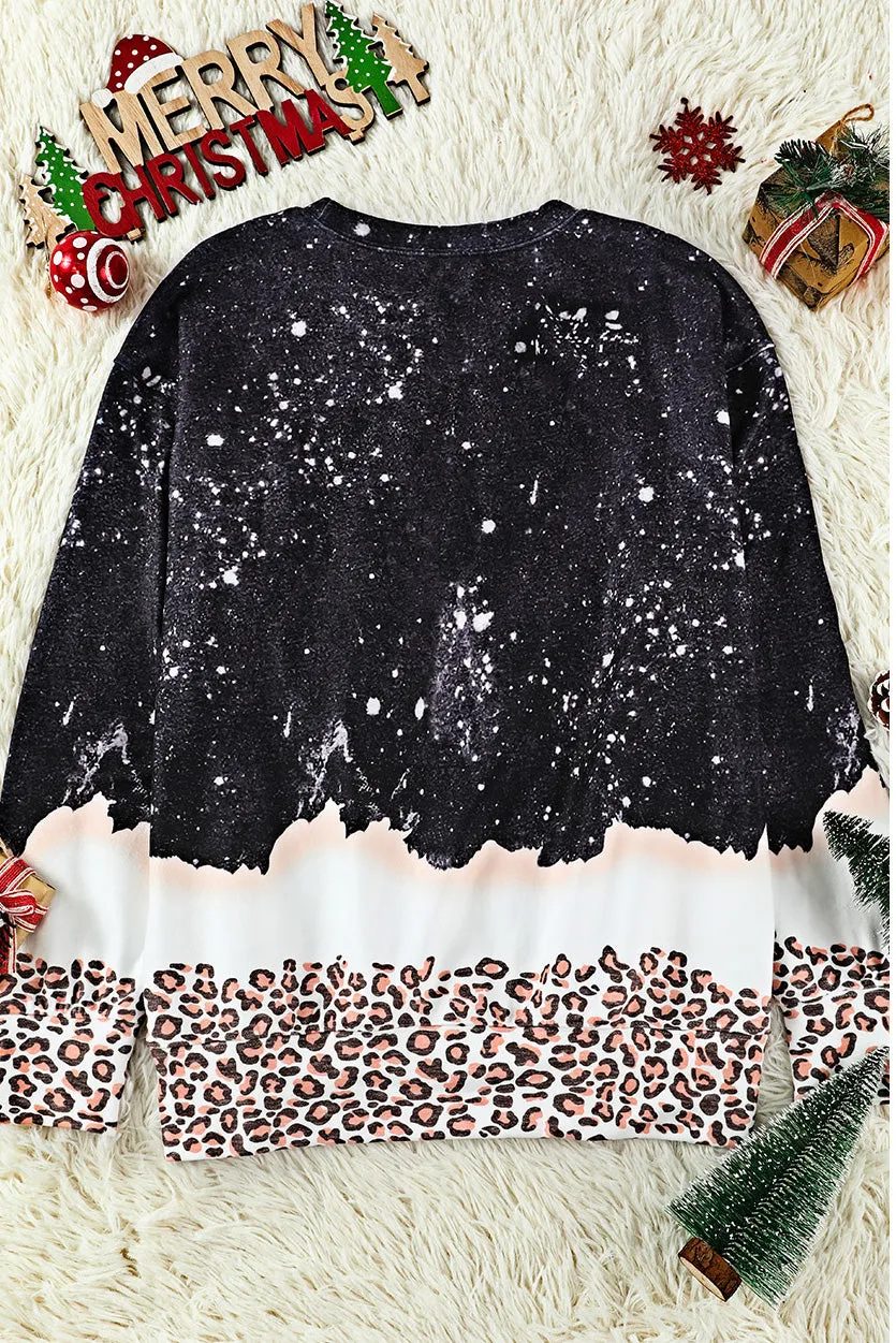 Black Christmas Leopard Print Sweatshirt