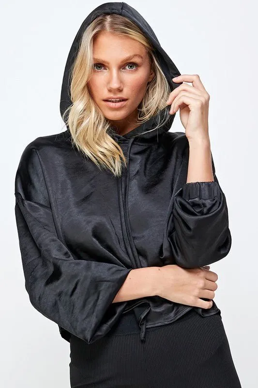 Black Satin Sweat Set