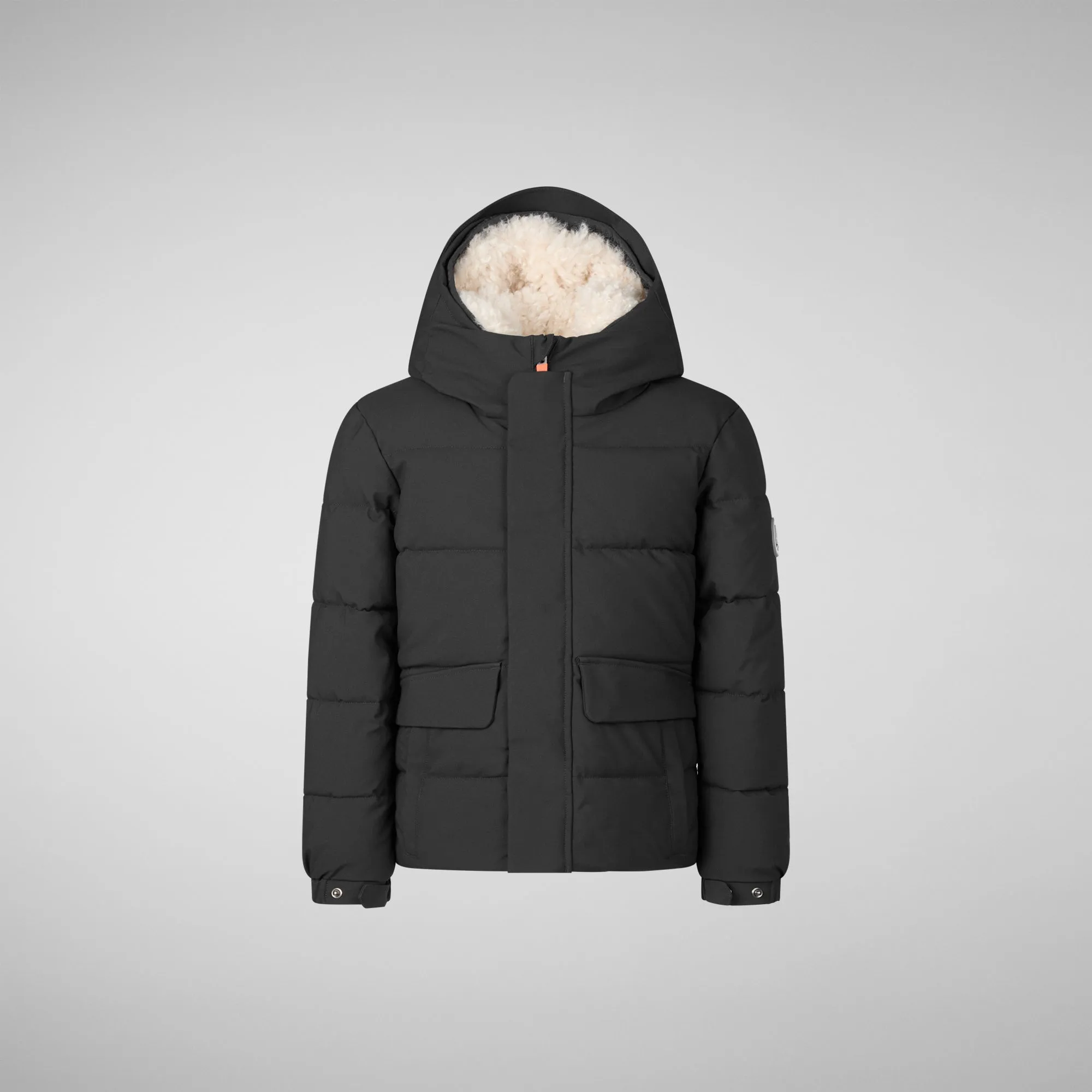 Boys' hooded parka Klaus in black