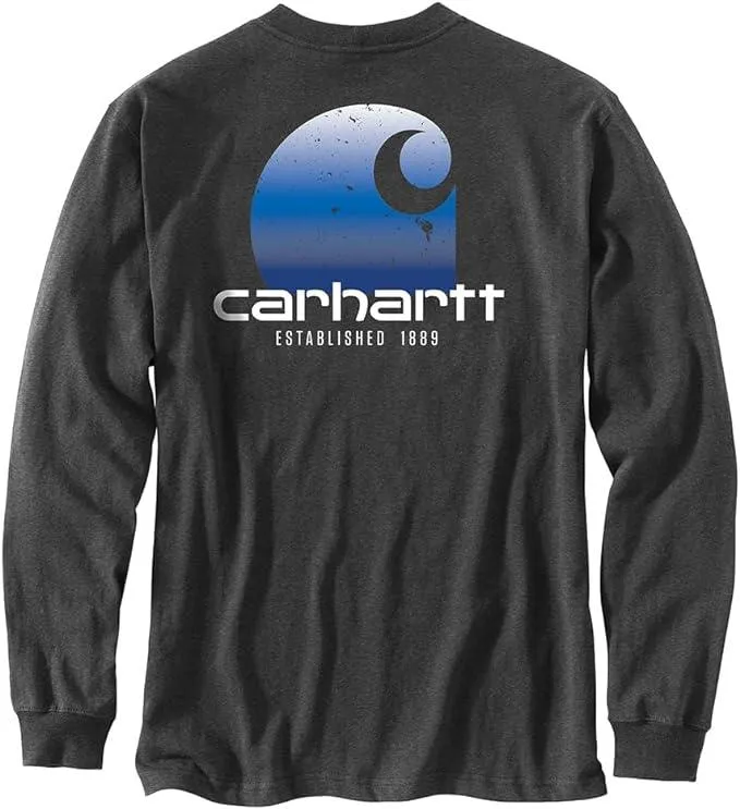 C Graphic Pocket Long Sleeve T-shirt - Carbon Heather