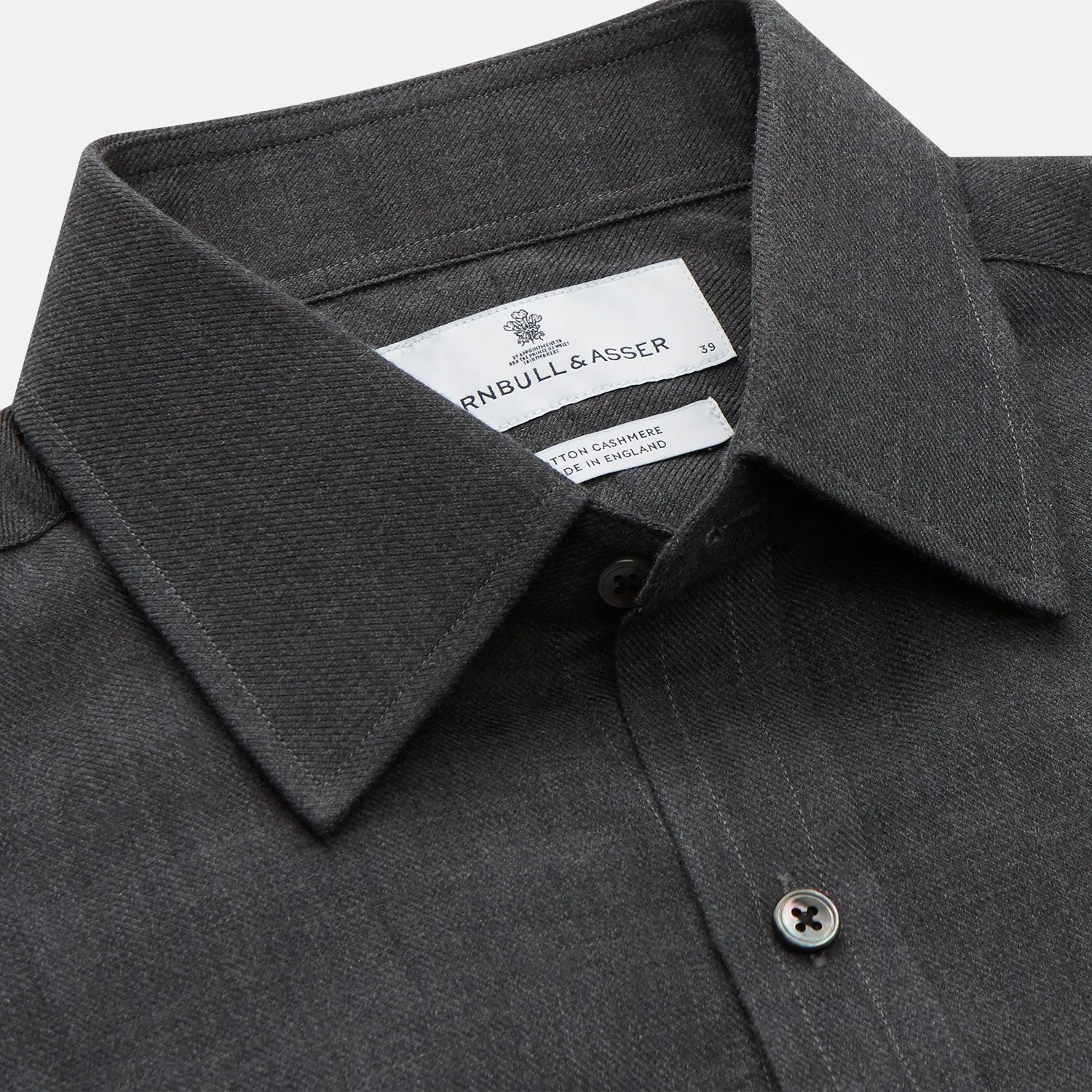 Charcoal Cotton and Wool Blend Regular Fit Mayfair Shirt