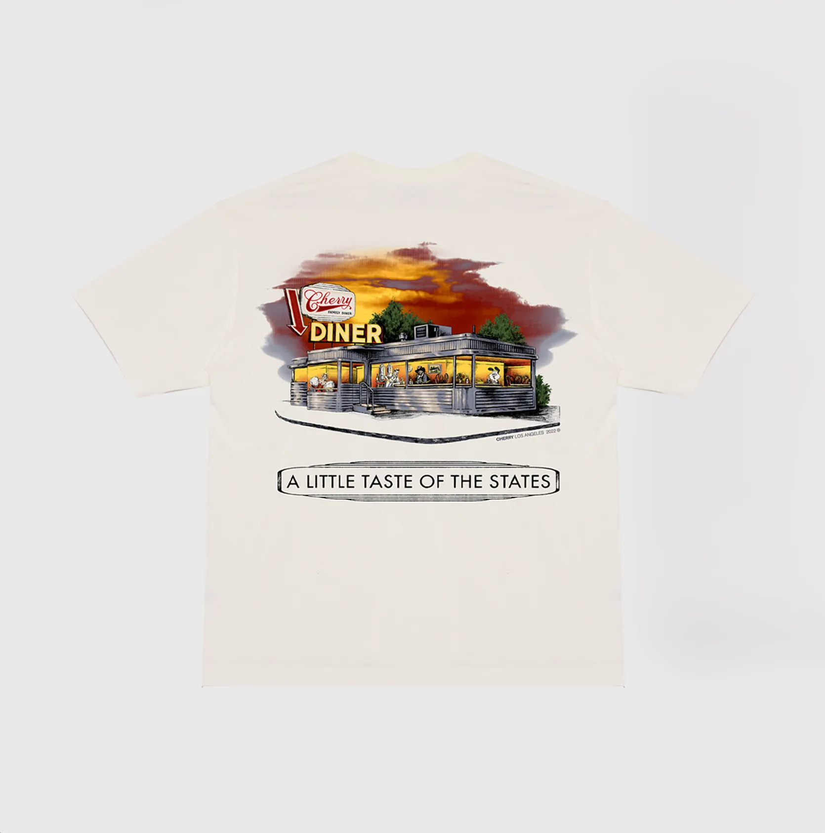 Cherry Diner S/S Pocket Tee (White)