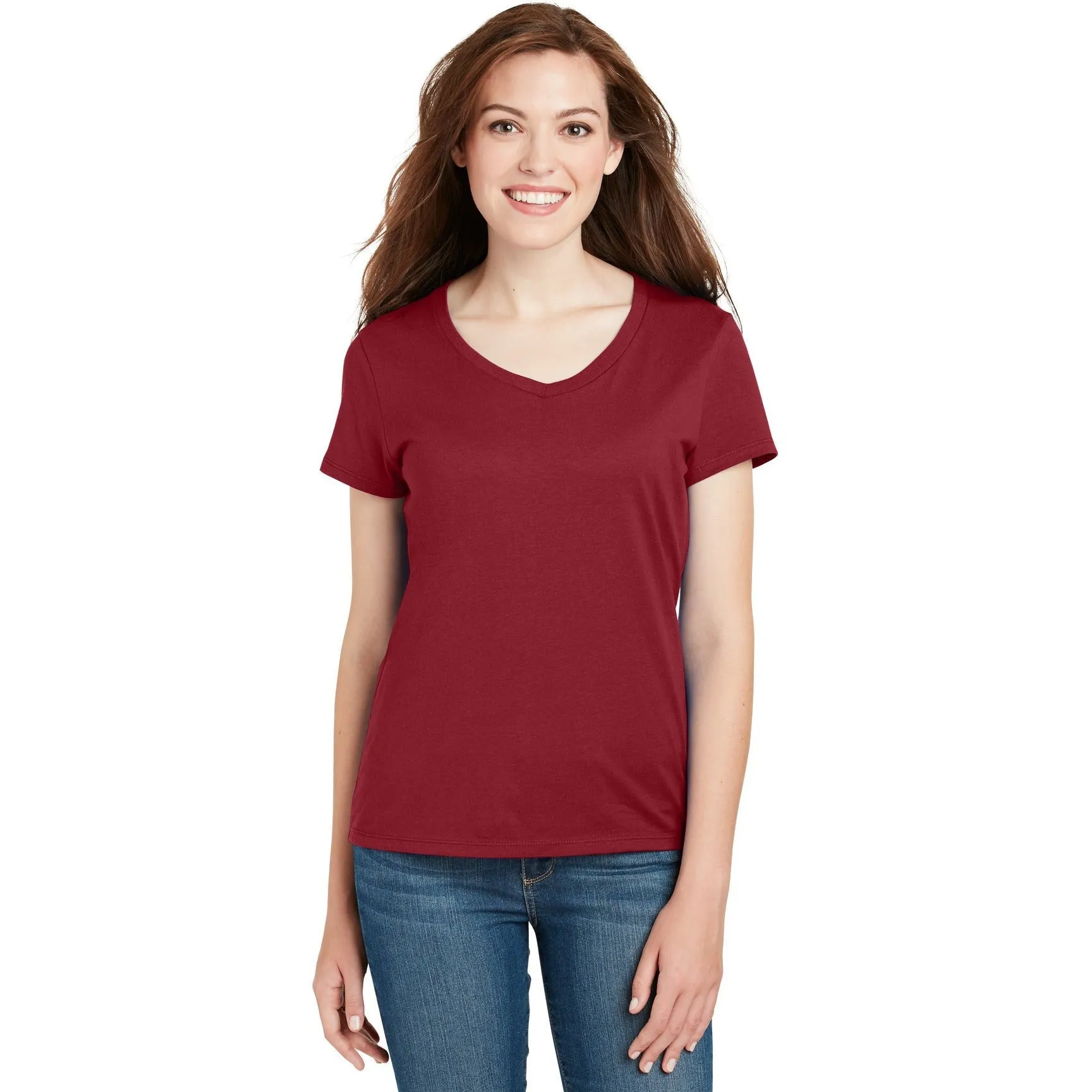 CLOSEOUT - Hanes Ladies Perfect-T Cotton V-Neck T-Shirt