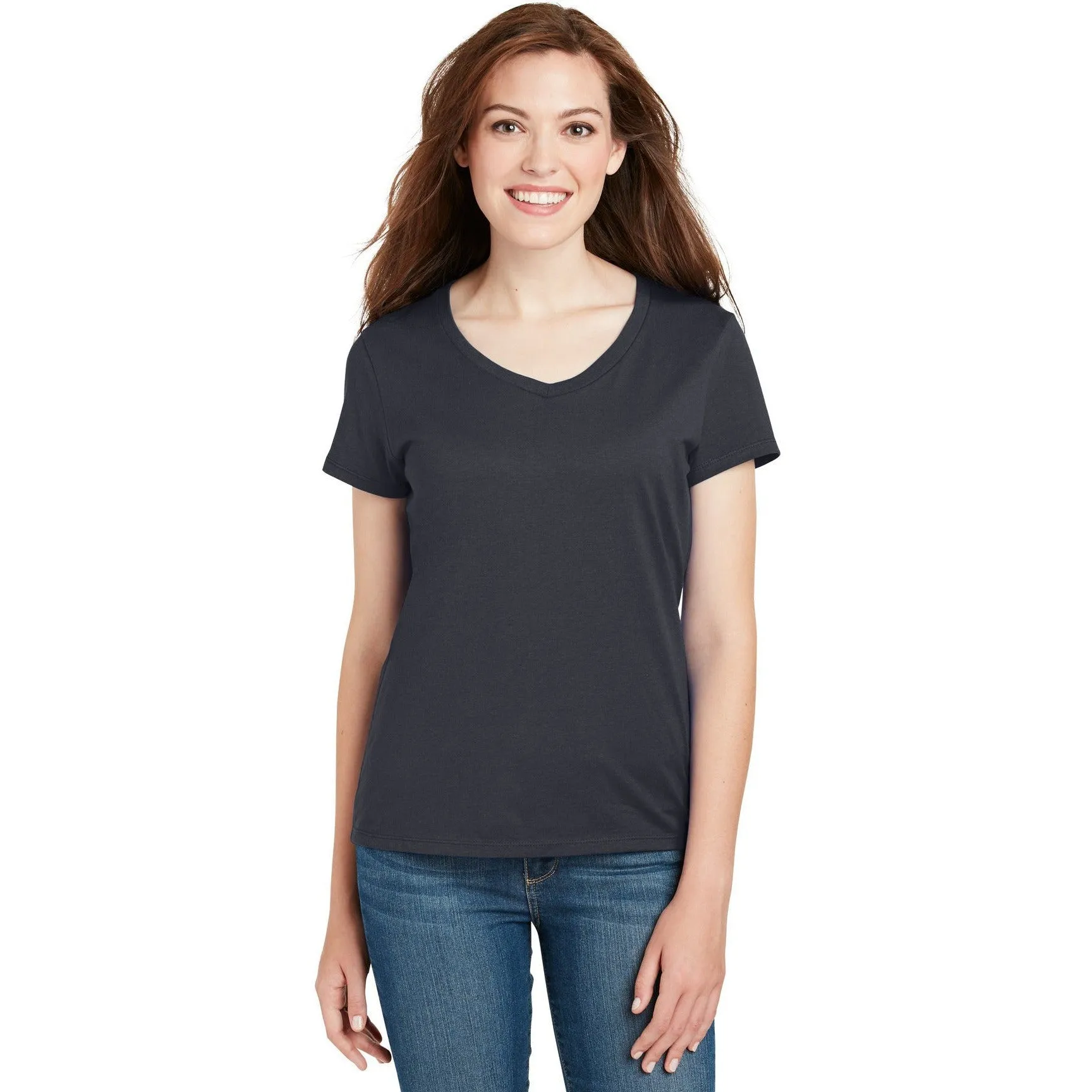 CLOSEOUT - Hanes Ladies Perfect-T Cotton V-Neck T-Shirt