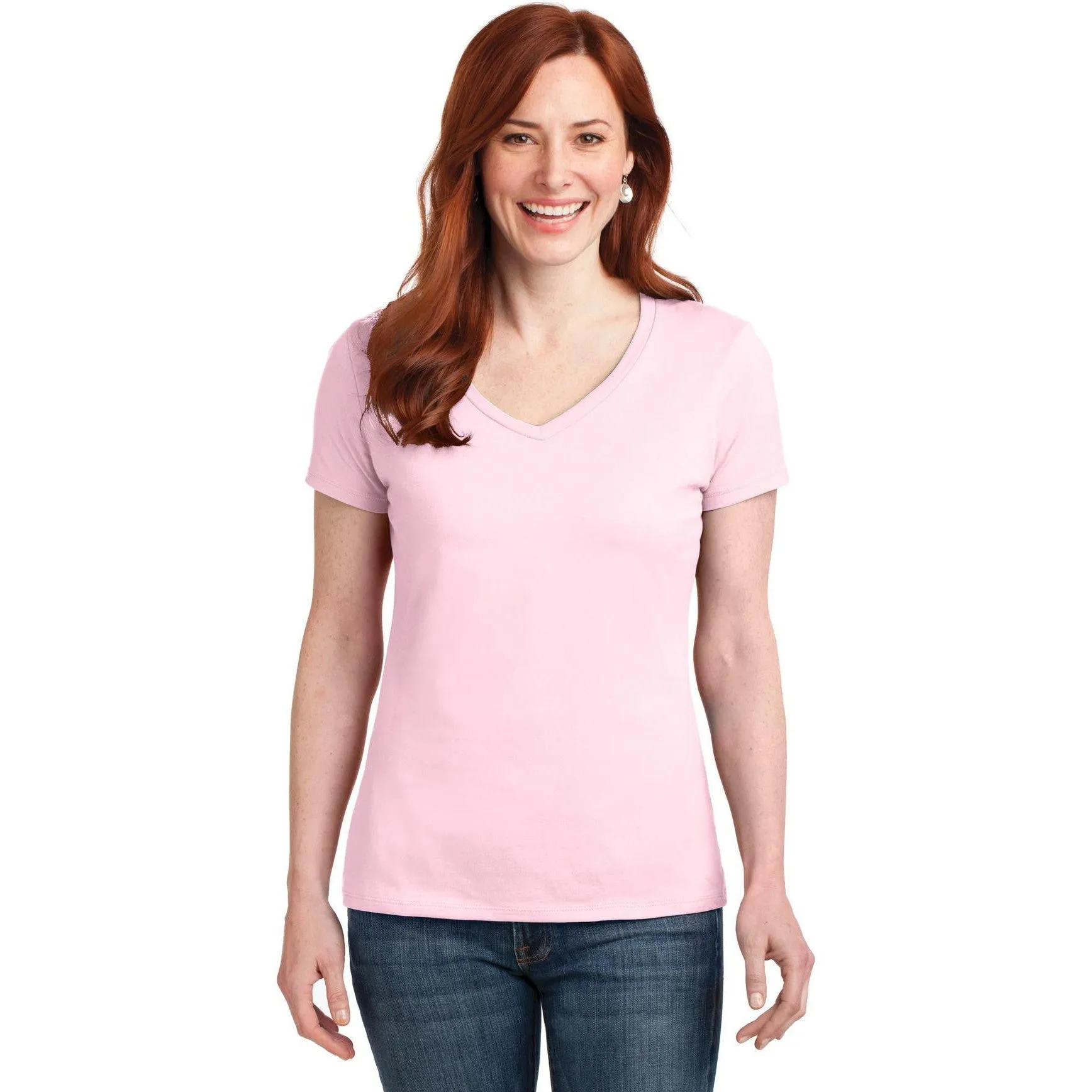 CLOSEOUT - Hanes Ladies Perfect-T Cotton V-Neck T-Shirt