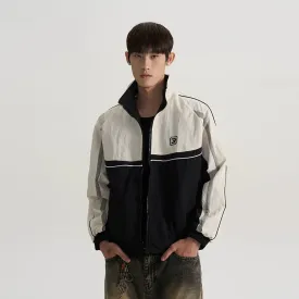 Contrast Spliced Zippered Jacket