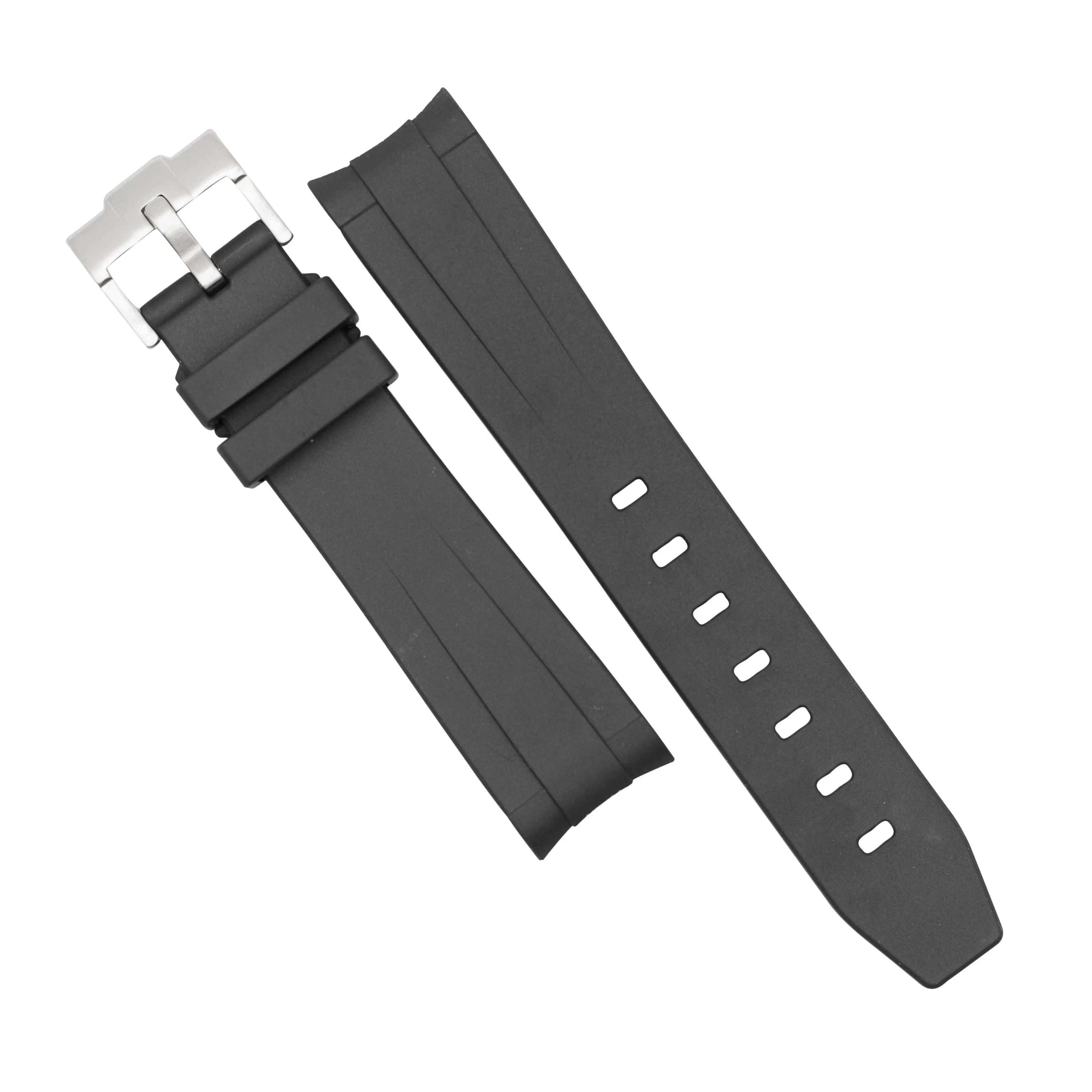 Curved End Rubber Strap for Omega x Swatch Moonswatch in Black