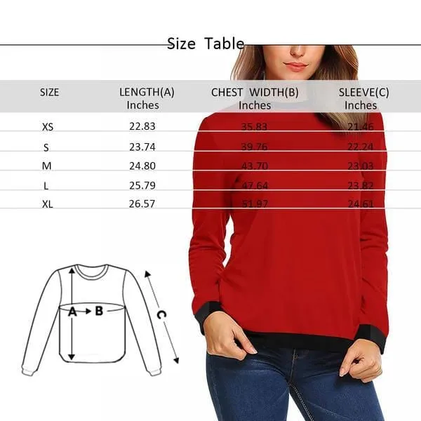 Custom Seamless Face Women's Casual Crewneck Sweatshirt Personalized Long Sleeve Loose Sweatshirt