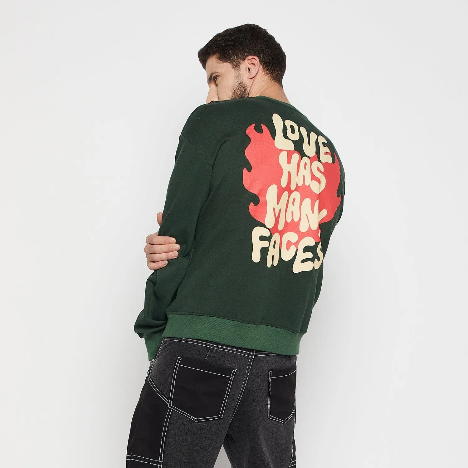 Dark Green Love Graphic Sweatshirt