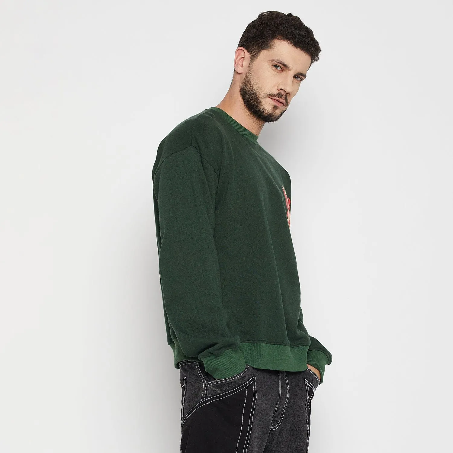 Dark Green Love Graphic Sweatshirt