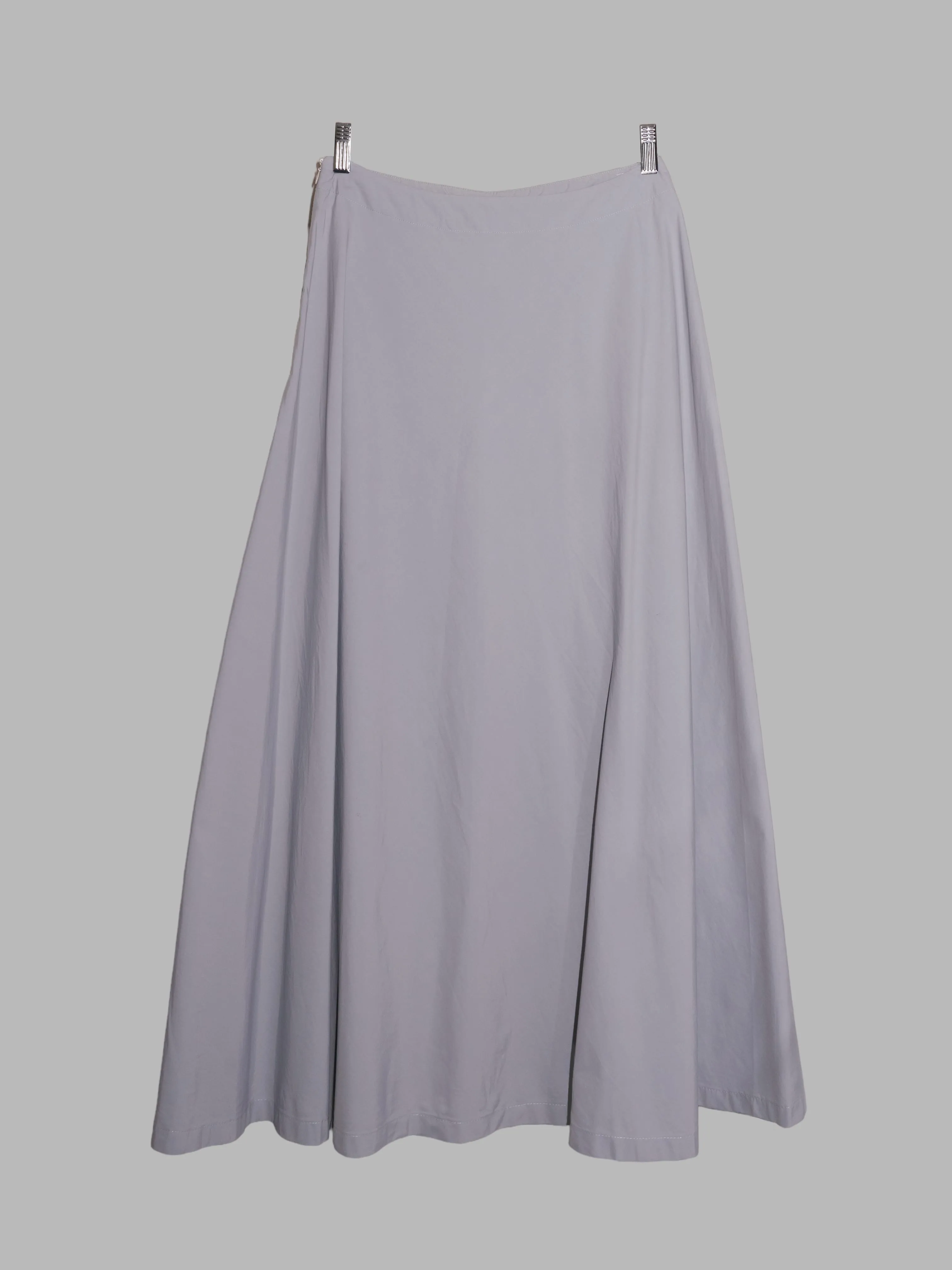 Dirk Bikkembergs 1990s 2000s grey nylon flared maxi skirt - size 40