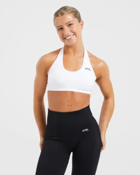 Essential Seamless Halterneck Sports Bra - White