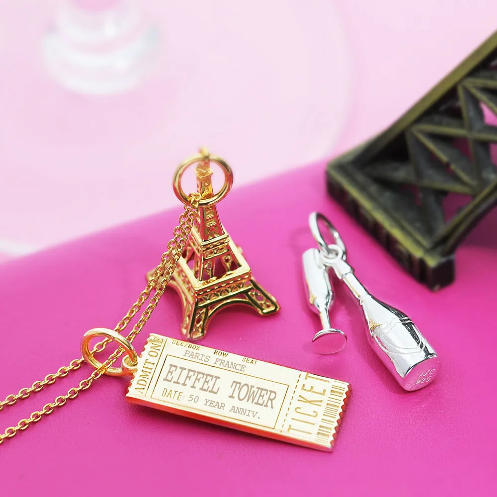 Event Ticket Customizable Charm Solid Gold