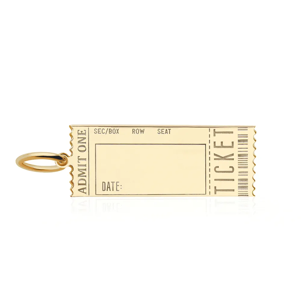 Event Ticket Customizable Charm Solid Gold