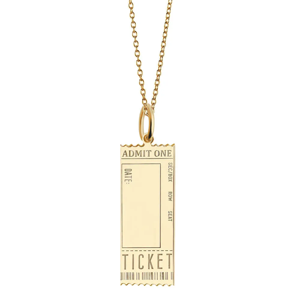 Event Ticket Customizable Charm Solid Gold