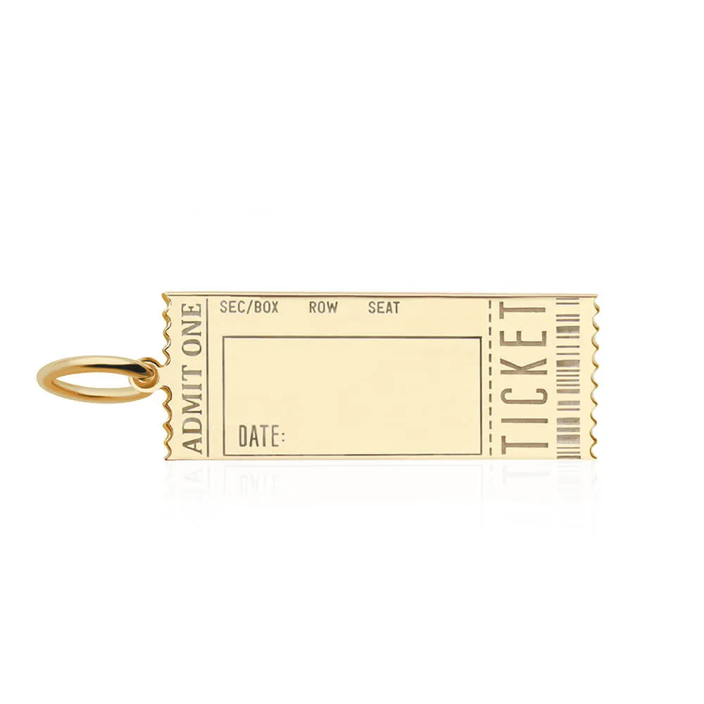 Event Ticket Customizable Charm Solid Gold