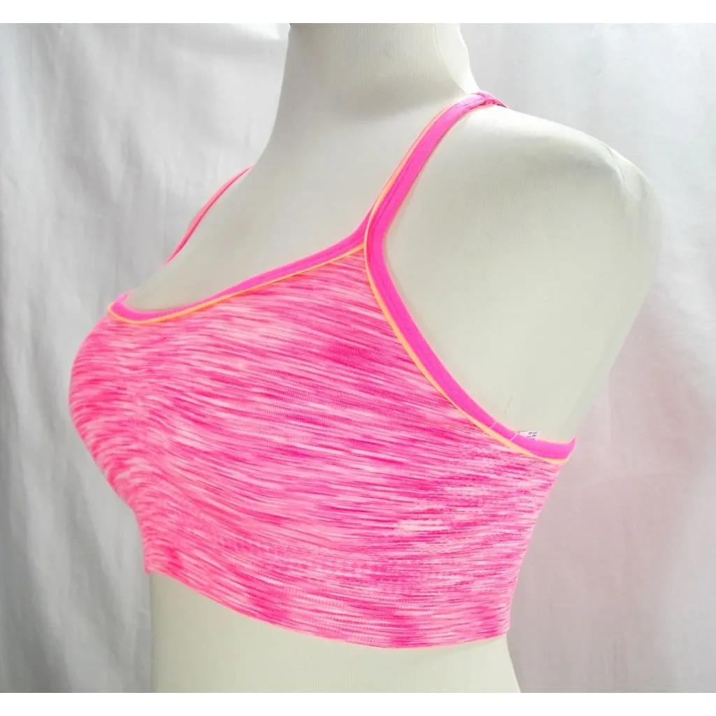 Everlast Wire Free Padded Racerback Sports Bra LARGE Fuschia Sun Space Dyed