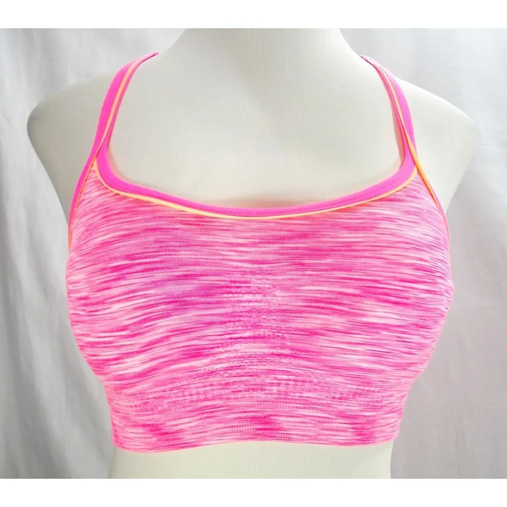 Everlast Wire Free Padded Racerback Sports Bra LARGE Fuschia Sun Space Dyed