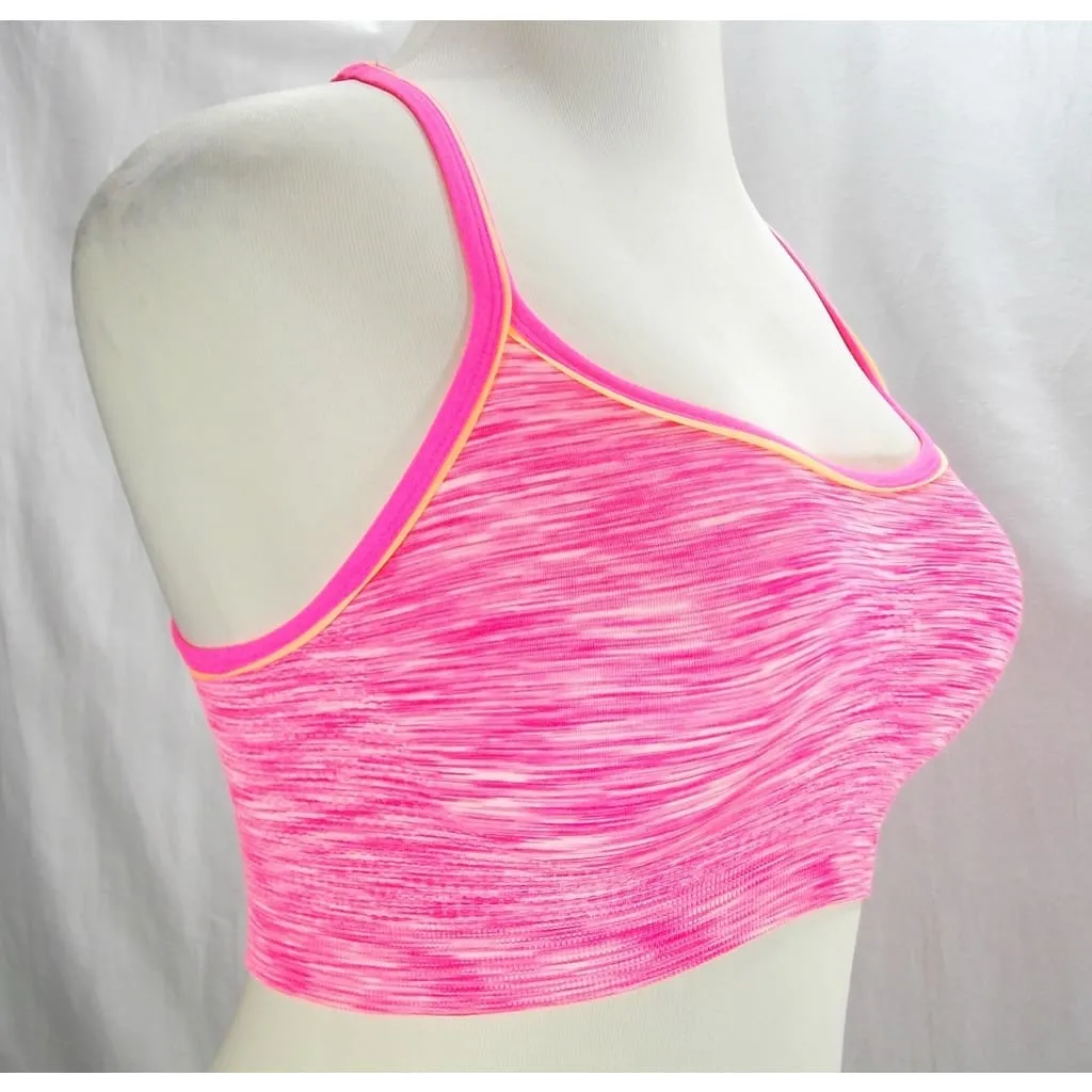 Everlast Wire Free Padded Racerback Sports Bra LARGE Fuschia Sun Space Dyed